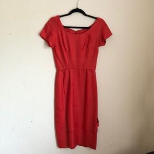 Vintage Selma Washington Coral Red midi dress size 6